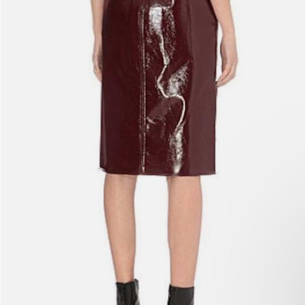 Glossy Burgundy Button-Down Skirt - Picture 2 of 5